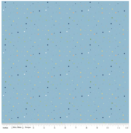 Riley Blake Love You to the Moon Flannel Stars Blue