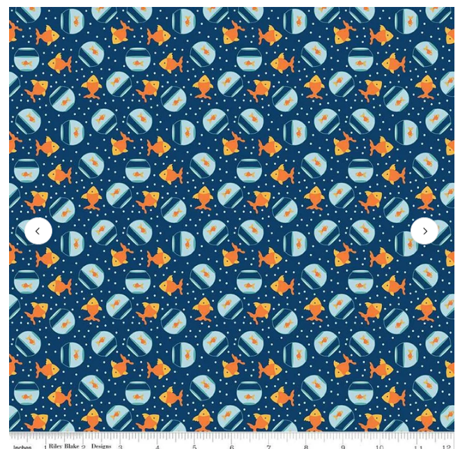 Riley Blake Pets Goldfish Navy