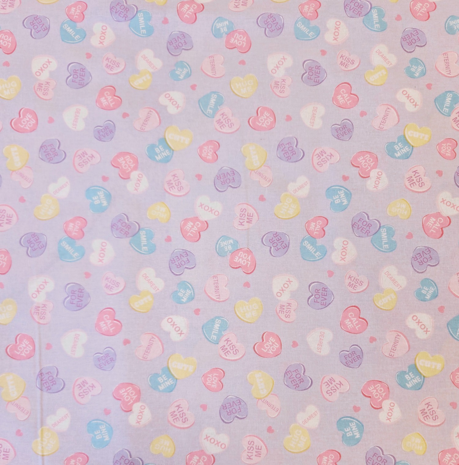 Cosmo Textile Hearts Sweet Candy Words Lavender