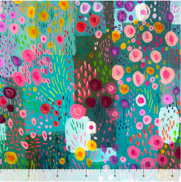 QT Fabrics Garden Impressions Teal 108-Wide