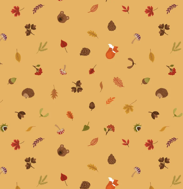 Lewis & Irene Winter Nap Fall Foxes & Hedgehogs on Ochre