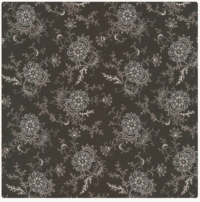 Moda Rustic Gatherings Swirling Flowers Charcoal
