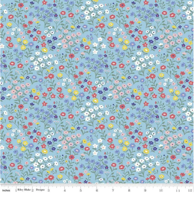 Riley Blake Designer Flannel Ditsy Floral Blue