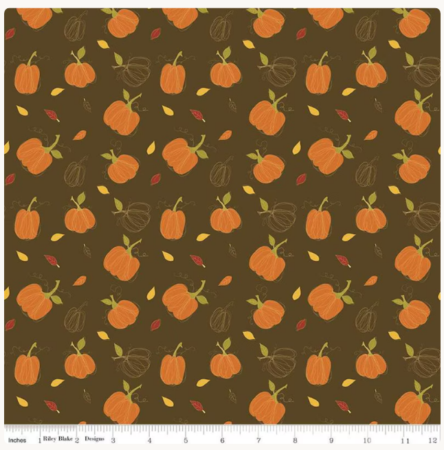 Riley Blake Adel in Autumn Pumpkins Chocolate