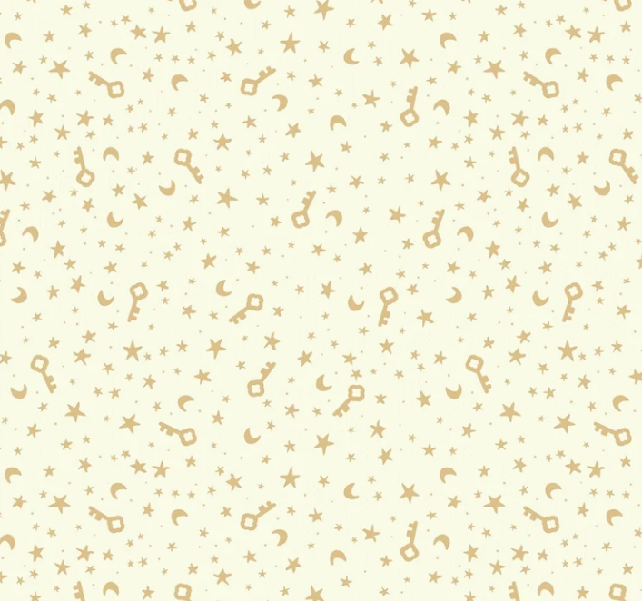 Riley Blake Dream World Keys & Stars Cream Metallic