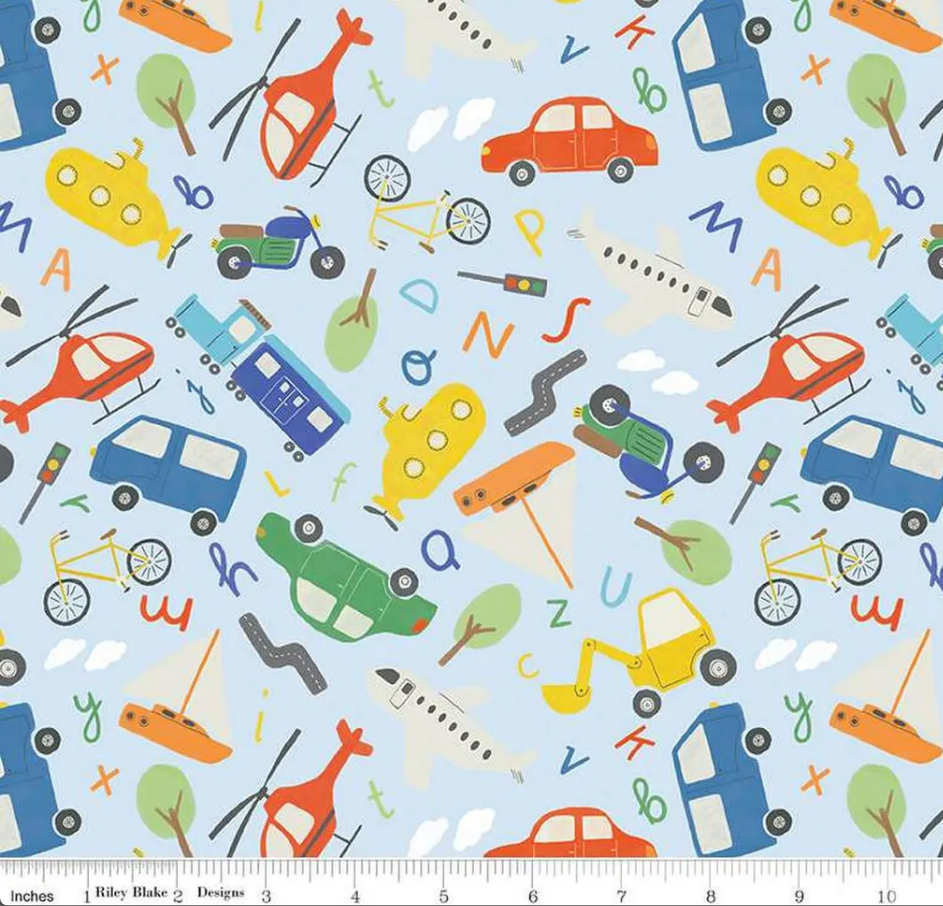 Riley Blake Flannel Planes, Trains & Automobiles