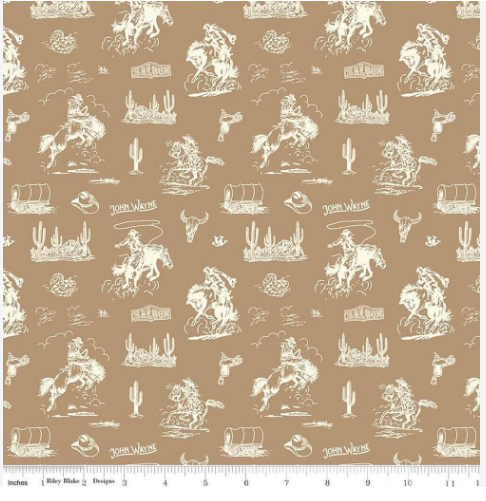 Riley Blake John Wayne Courage Cowboys Tan