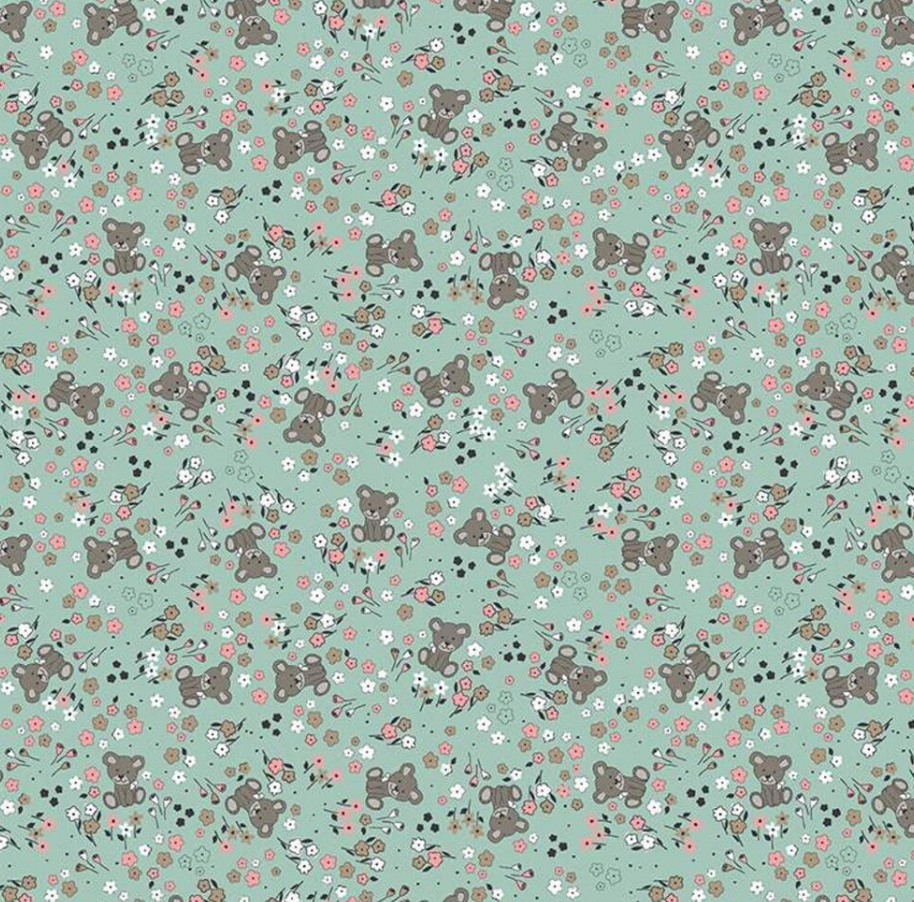 Riley Blake Sleep Tight Garden Sparkle Bears Mint