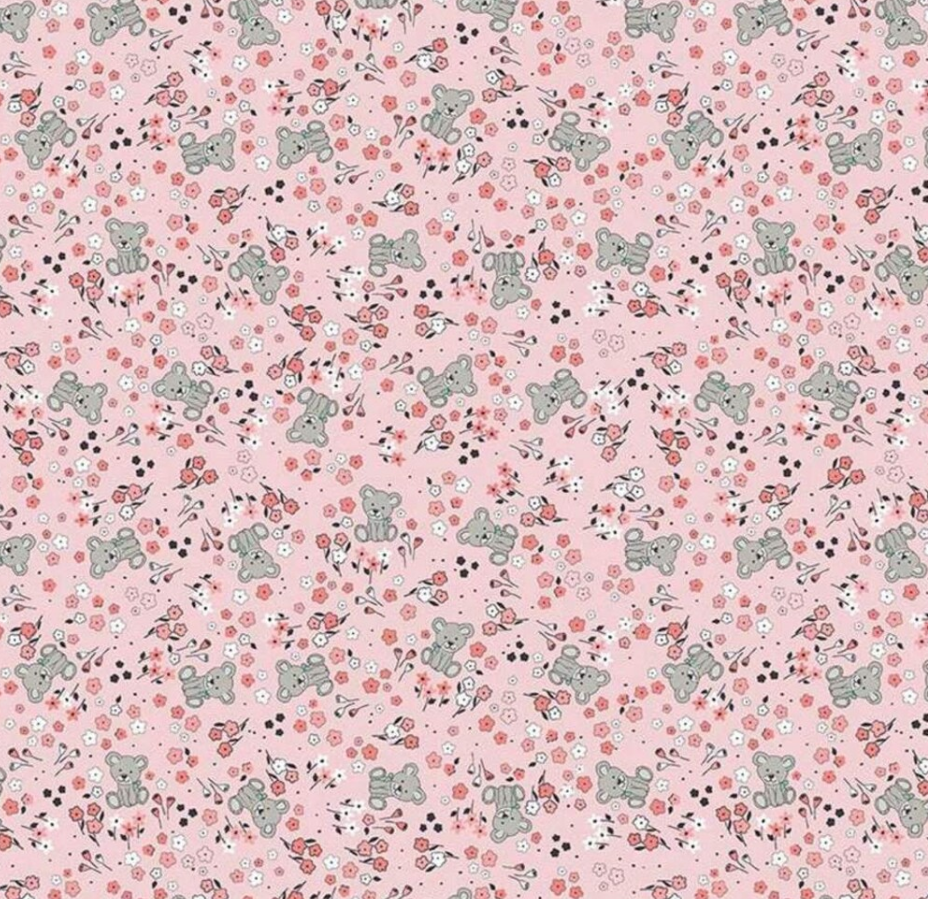 Riley Blake Sleep Tight Garden Sparkle Bears Pink