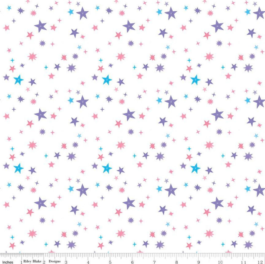 Riley Blake Uni the Unicorn Stars White