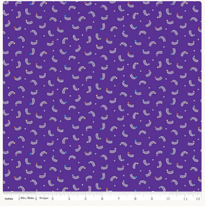 Riley Blake Unicorn Kingdom Shooting Stars Sparkle Purple