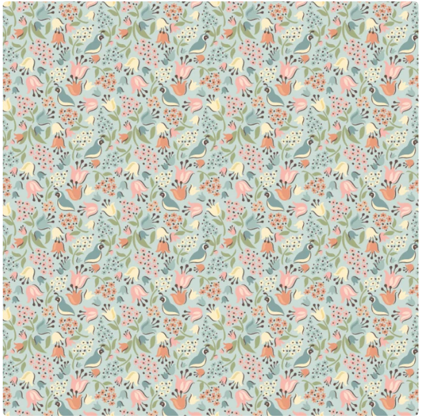 Poppie Cotton Wildwood Dwelling Quail Hollow Lt Teal