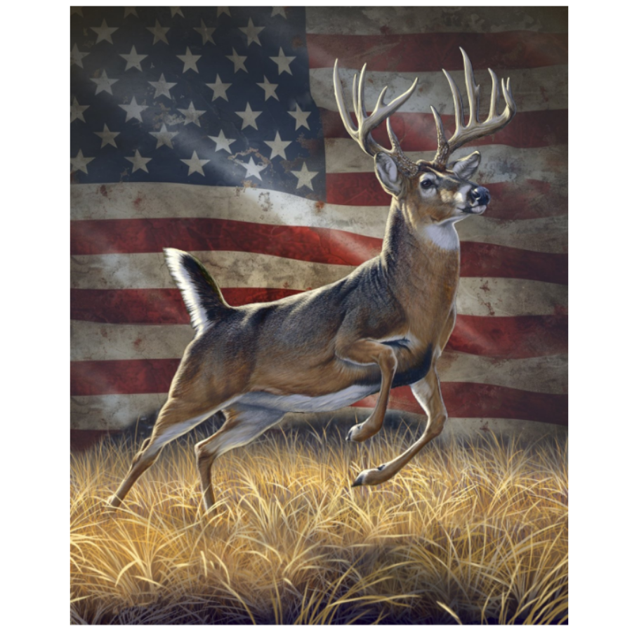 David Textiles Deer & The Flag 36-Inch Panel
